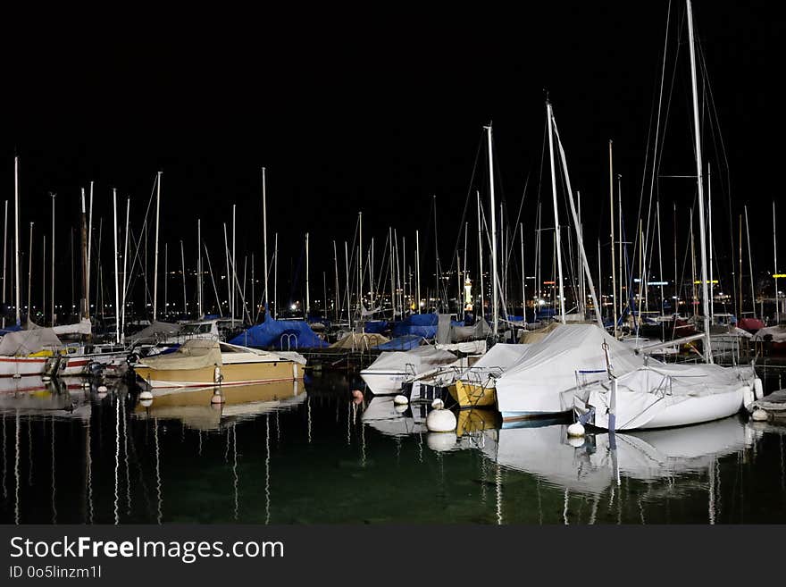 Marina, Water, Reflection, Dock