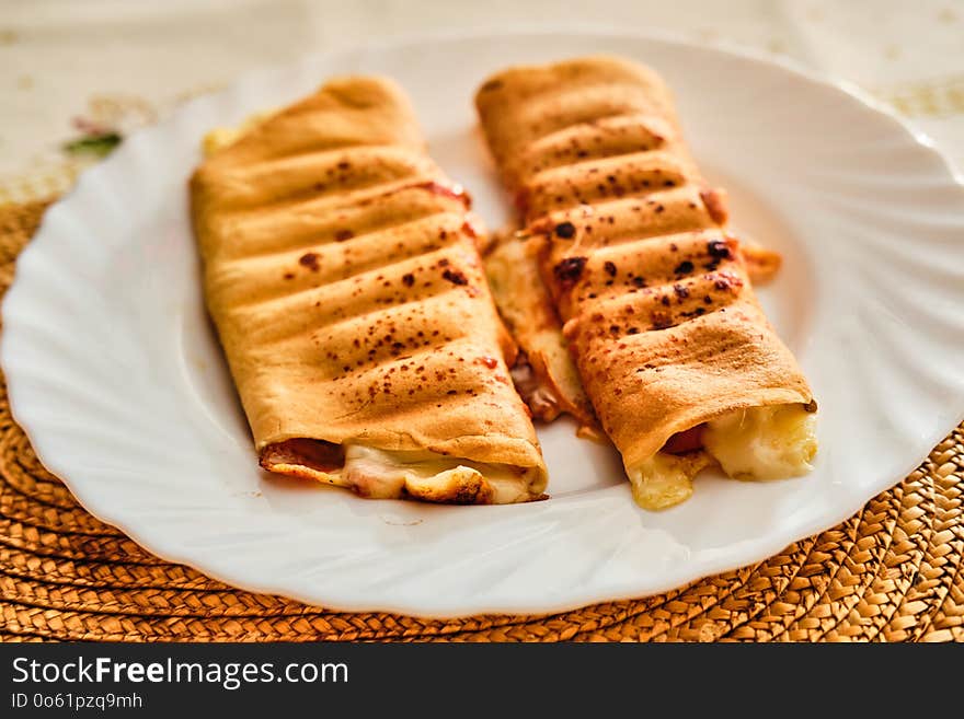 Pancakes With Cheese And Ham