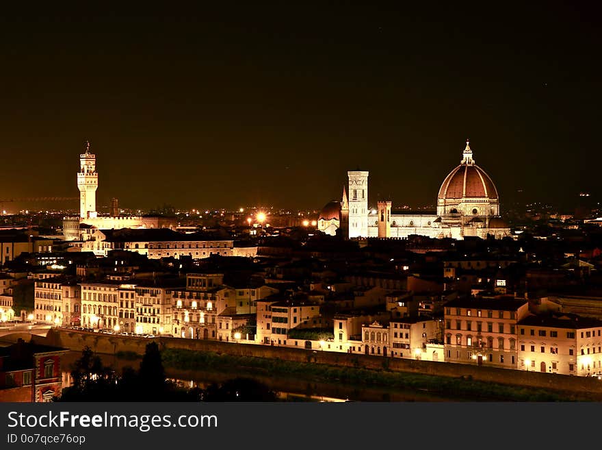 City, Night, Cityscape, Landmark