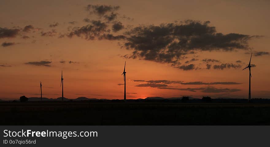 Sky, Afterglow, Horizon, Sunset