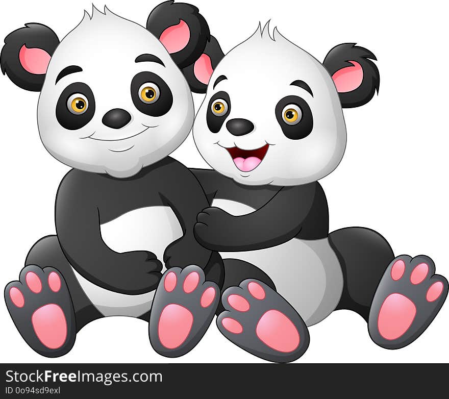 Cute panda couple in love