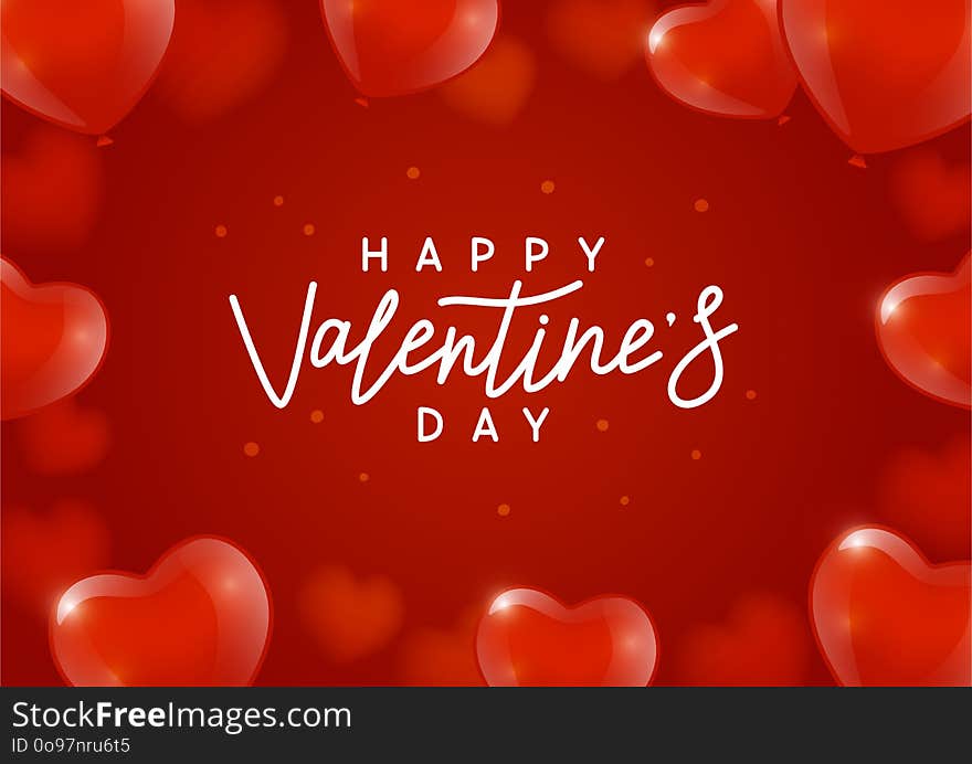 Valentines day background with hearts balloons