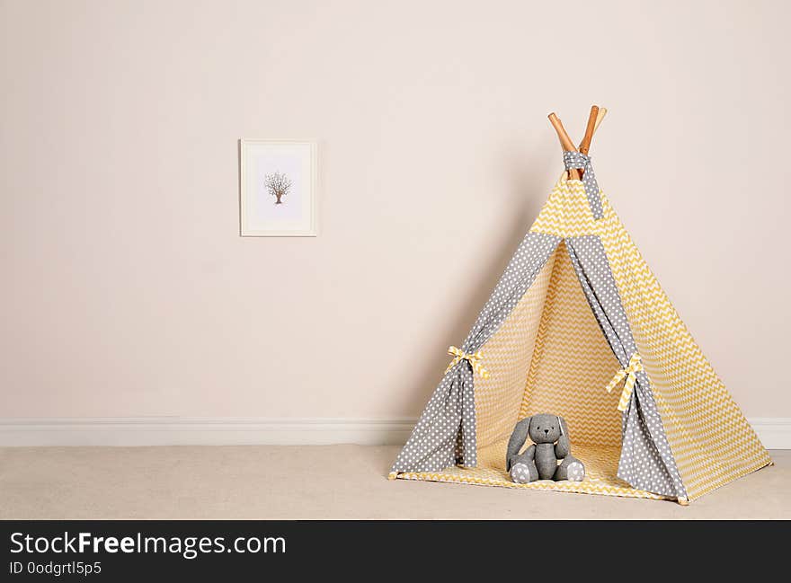 Cozy child room interior with tent