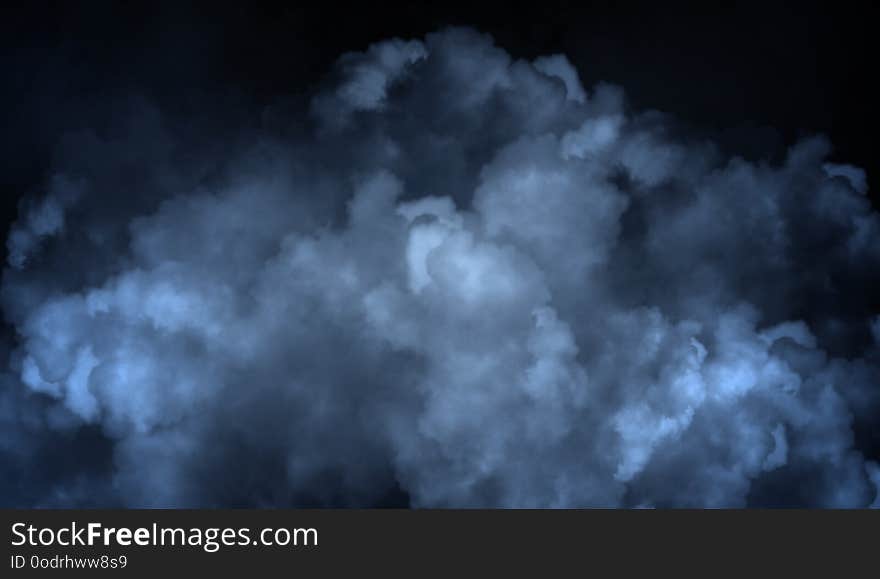 Abstract Blue Smoke Steam Moves On A Black Background . The Concept Of Aromatherapy