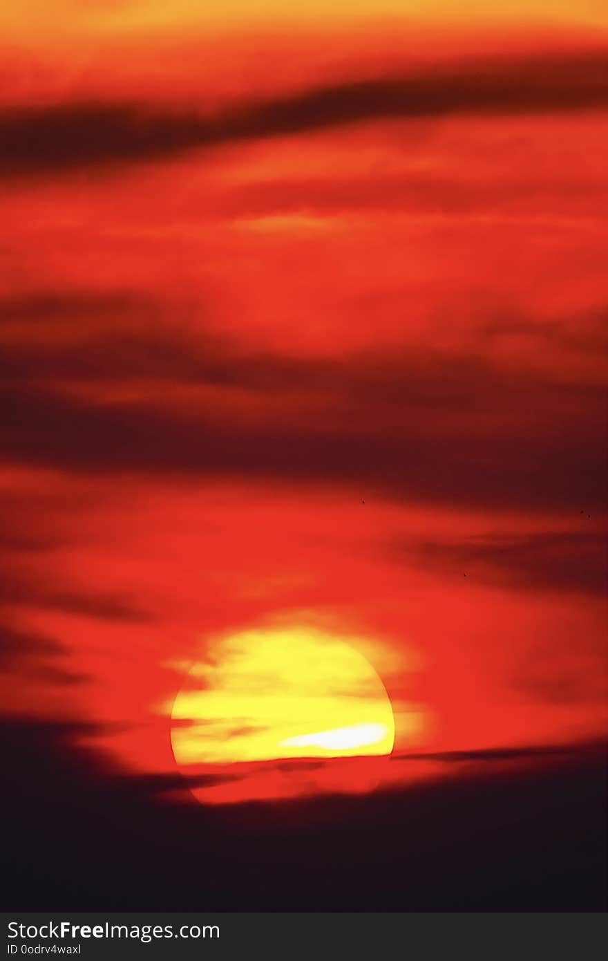 Big sun sunset sky orange sky red sunright outdoor summer nature landscape backgound
