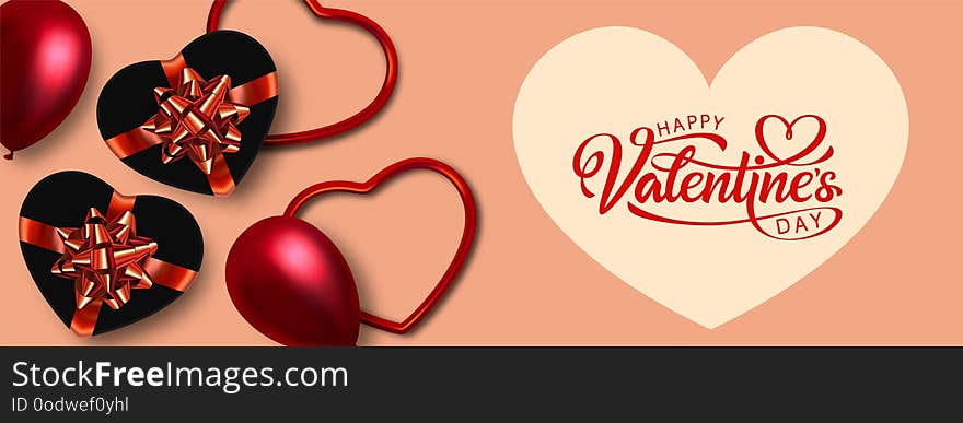 Holiday banner, Valentines day. Vector Illustration. - Vector