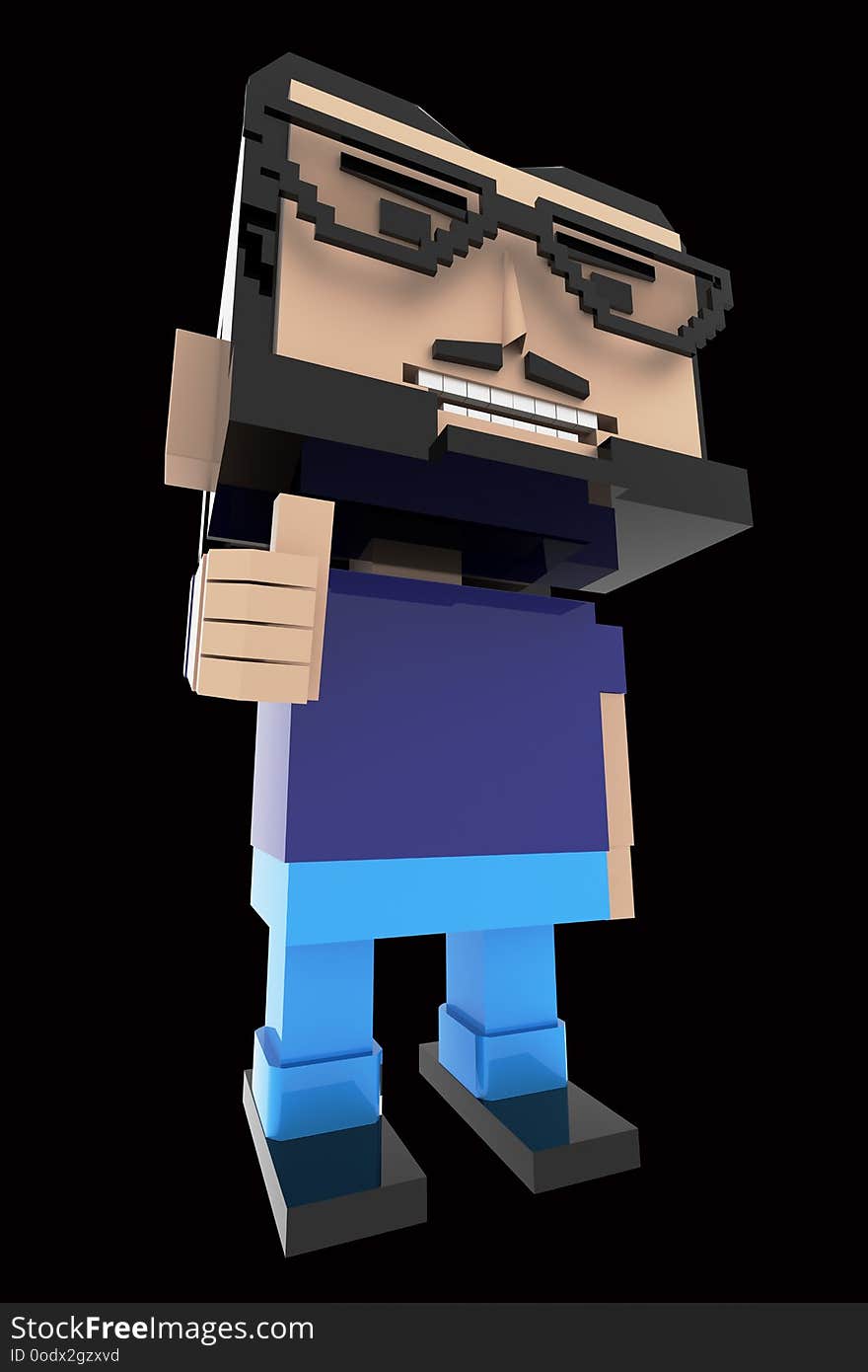 Man with thumb up high resolution 3d render