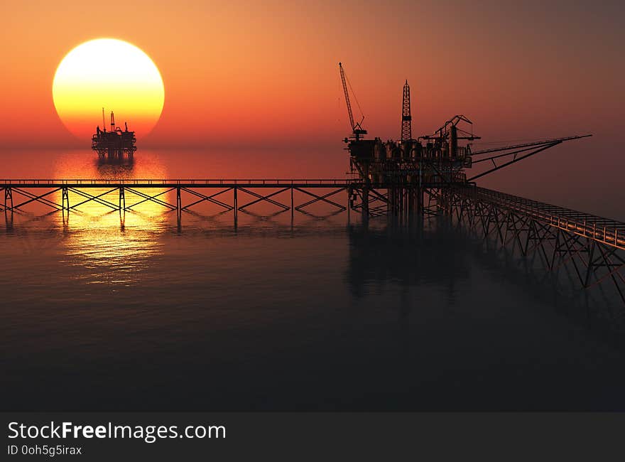 Extraction of oil in the sea..,3d render. Extraction of oil in the sea..,3d render