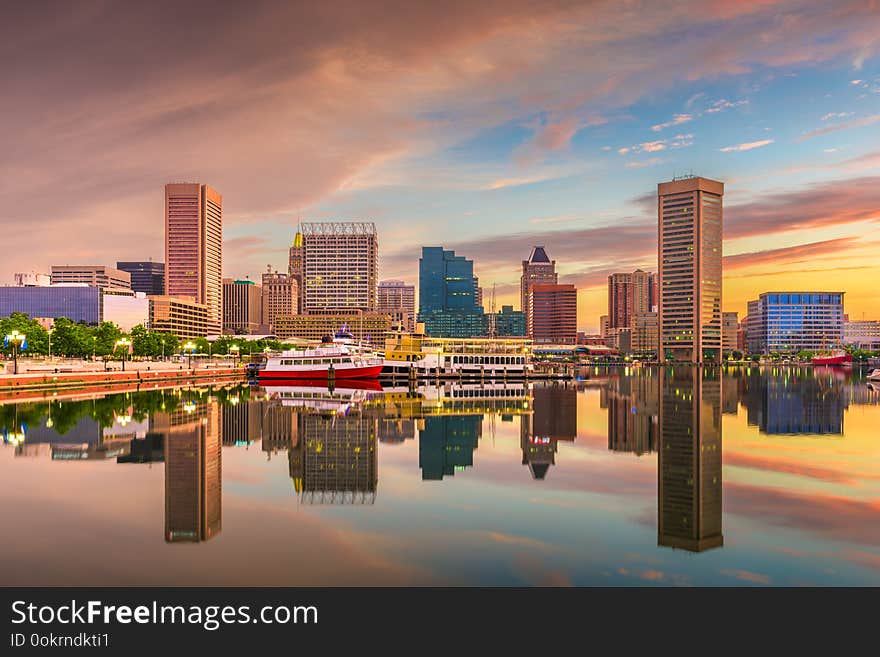 Baltimore, Maryland, USA Skyline on the Inner Harbor at dusk