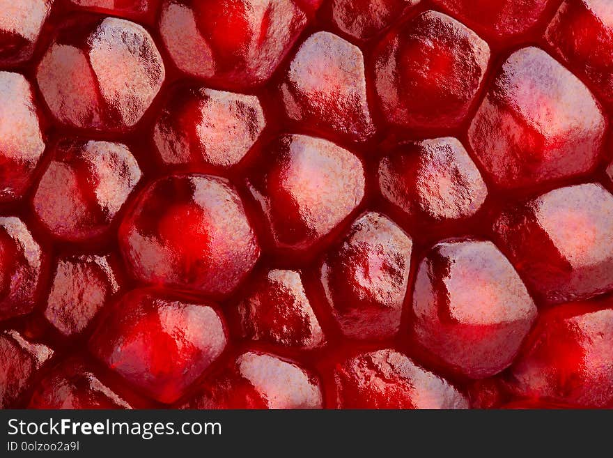 Pomegranate seeds macro closeup detail