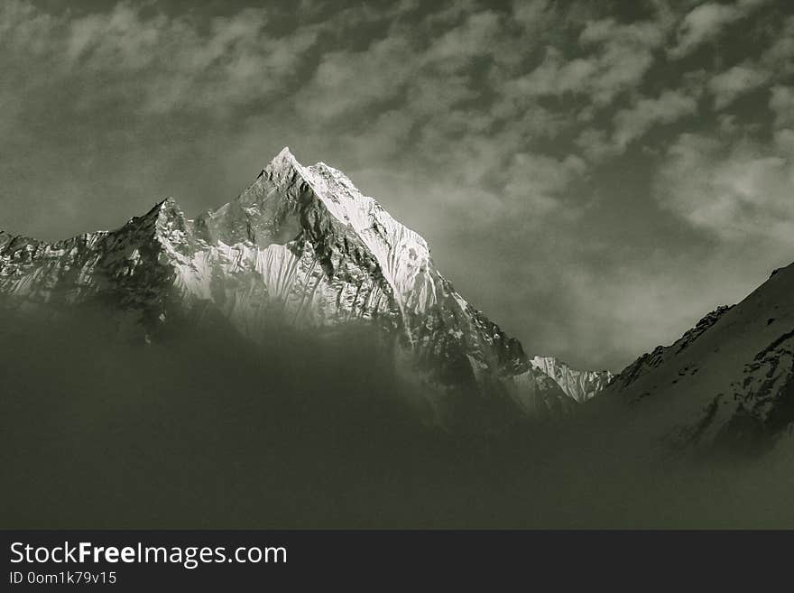 Starry sky over Machhepuchare and Annapurna Base Camp - Nepal, Himalayas