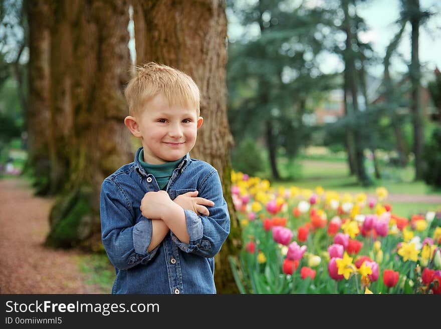 Smiling Boy Outdoors Portrait