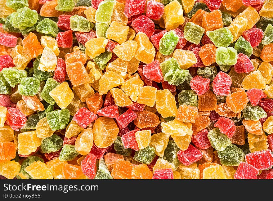 Colorful candied exotic fuits background