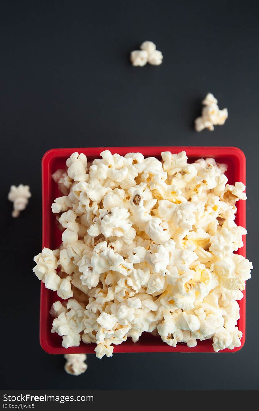 Popcorn in a red container