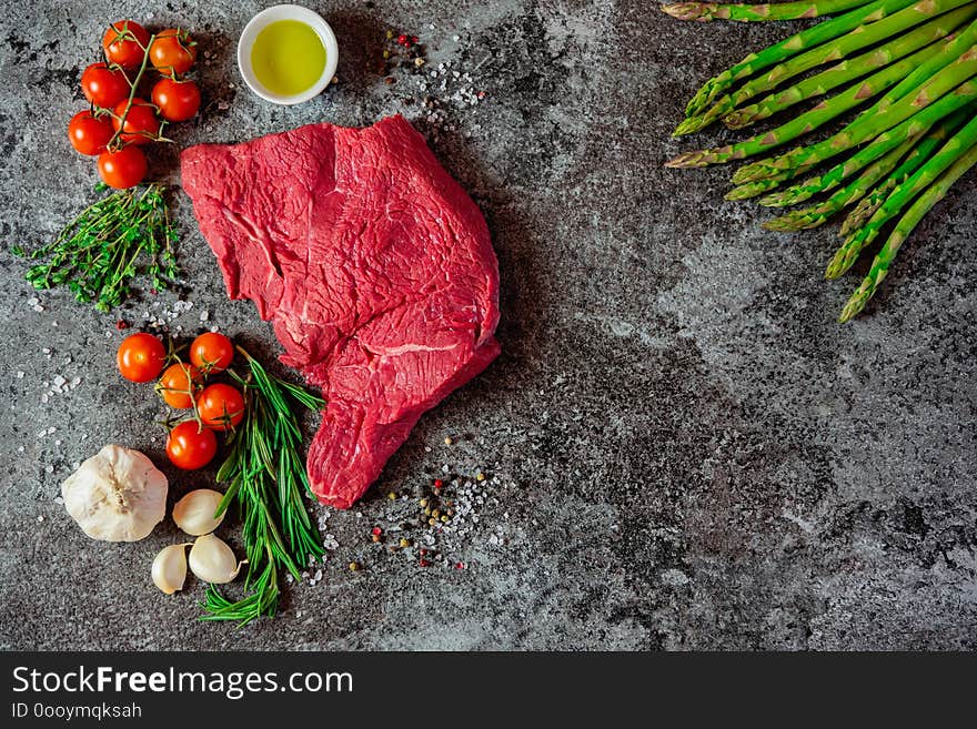 Rump steak on slate