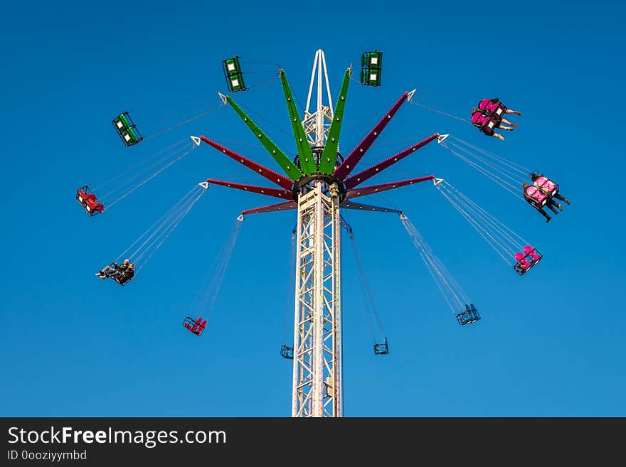 High exciting carousel ride on a funfair