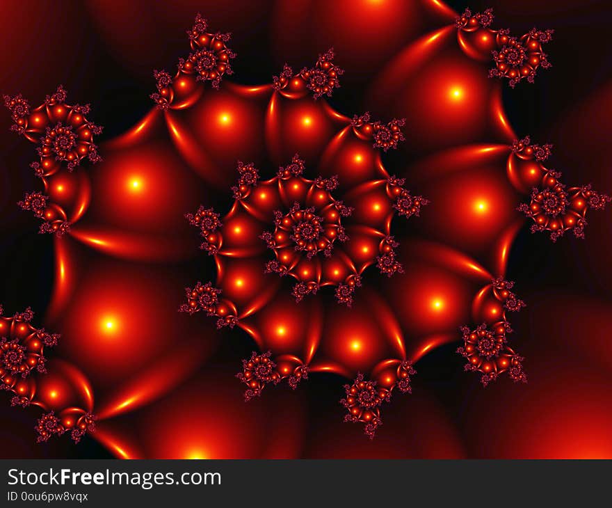 3d Figure Made In The Form Of An Abstract Fractal Spiral With Balls And Ornaments