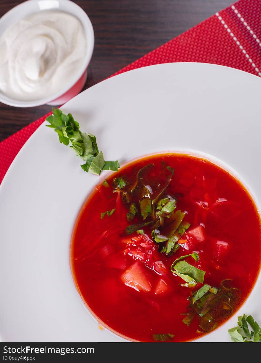 Red borsch, ukrainian cuisine