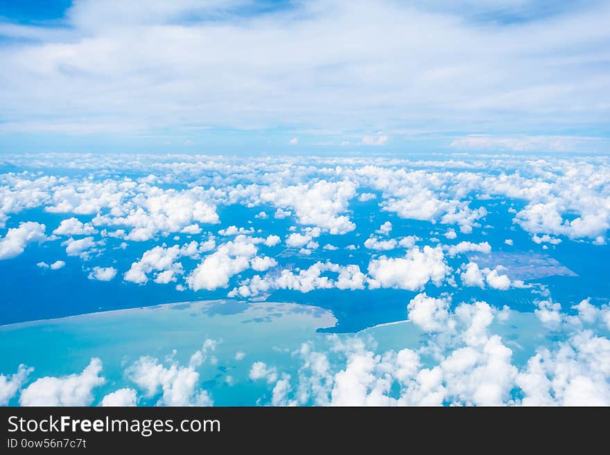 Aerial view of white cloud and blue sky