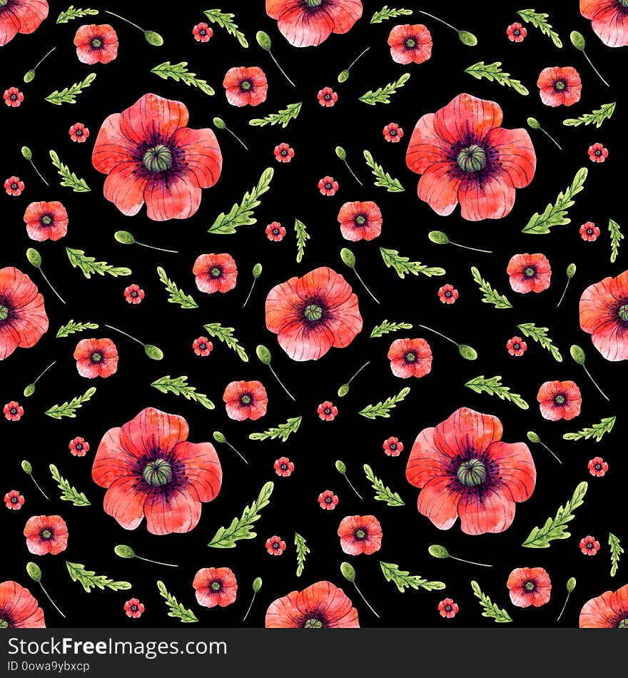 This is simple seamless pattern with red poppies. This pattern can be used for printing on fabric, dishes, clothes. This is simple seamless pattern with red poppies. This pattern can be used for printing on fabric, dishes, clothes