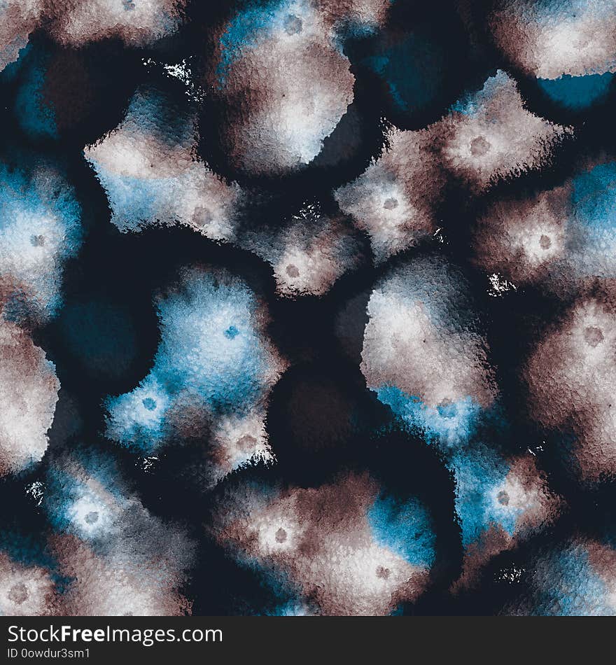 Surreal, psychedelic wet paint seamless pattern. Watercolor mixed flowing spots, dots, torn edges. Endless repeating painted abstract background for textile, surface, fashion, swimwear, modern design. Surreal, psychedelic wet paint seamless pattern. Watercolor mixed flowing spots, dots, torn edges. Endless repeating painted abstract background for textile, surface, fashion, swimwear, modern design.