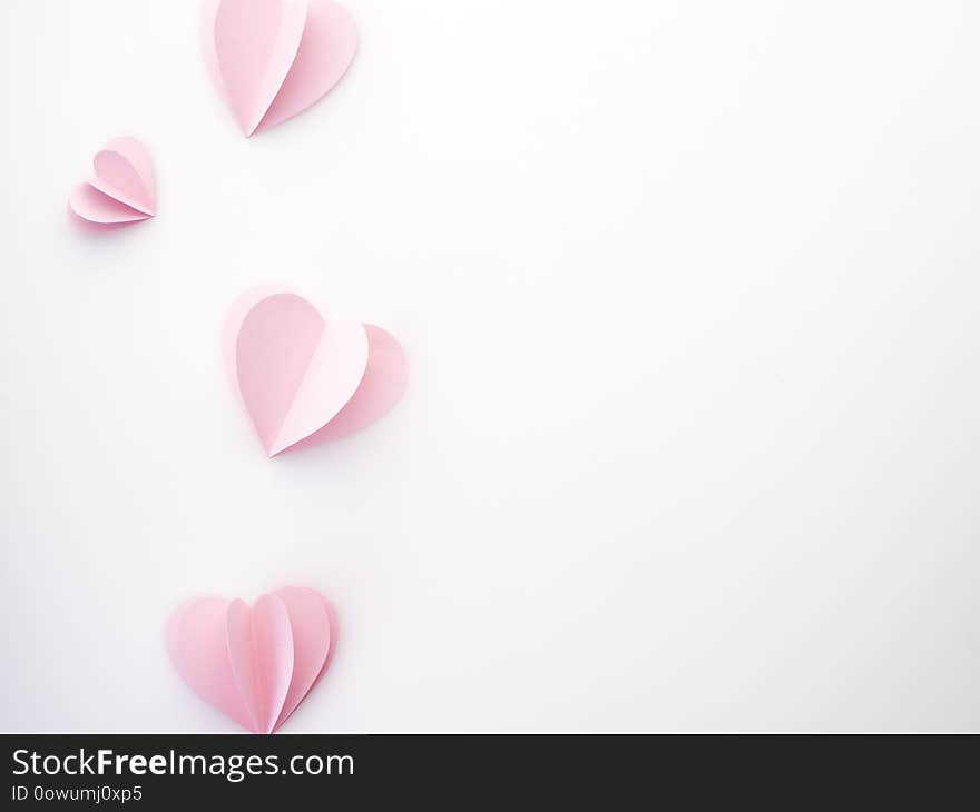 creative love pink paper hearts