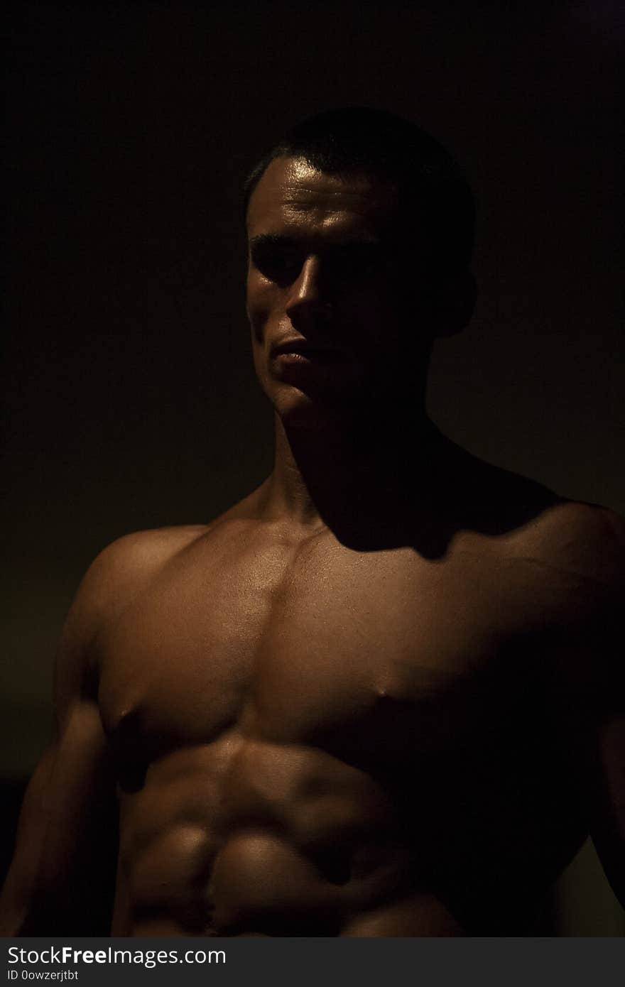 Close up of healthy body builder`s face and skin