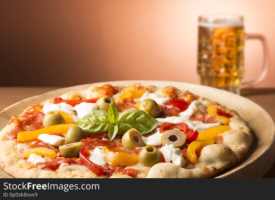 Pizza With Vegetables On The Table