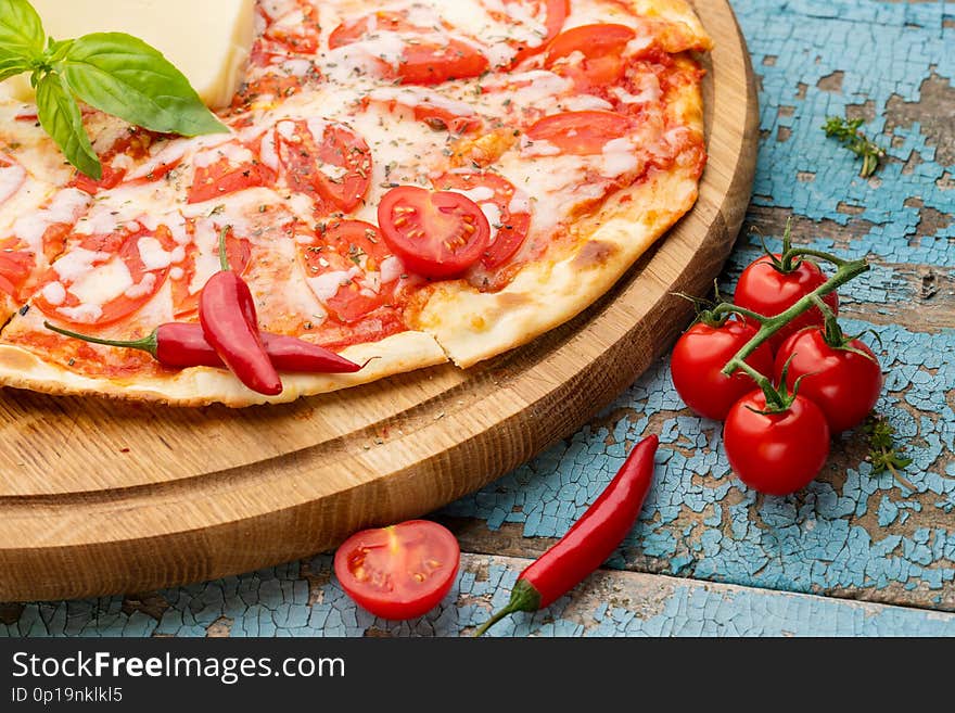 Delicious homemade Italian pizza. Fast and nourishing meal. Delicious homemade Italian pizza. Fast and nourishing meal.