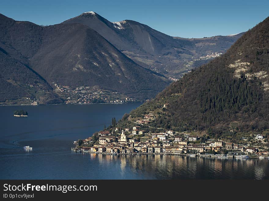 View of Montisola,Island in the Lake Iseo in Italy. View of Montisola,Island in the Lake Iseo in Italy