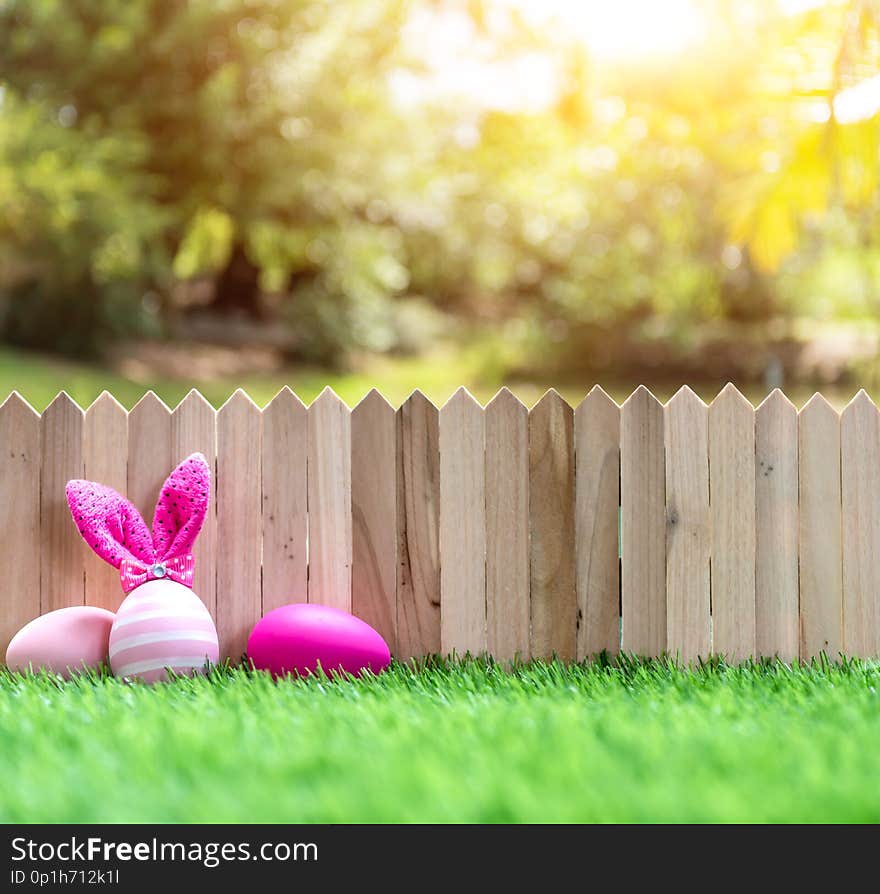 Happy Easter day, bunny and egg for celebrate in April. Paint and decorative with background