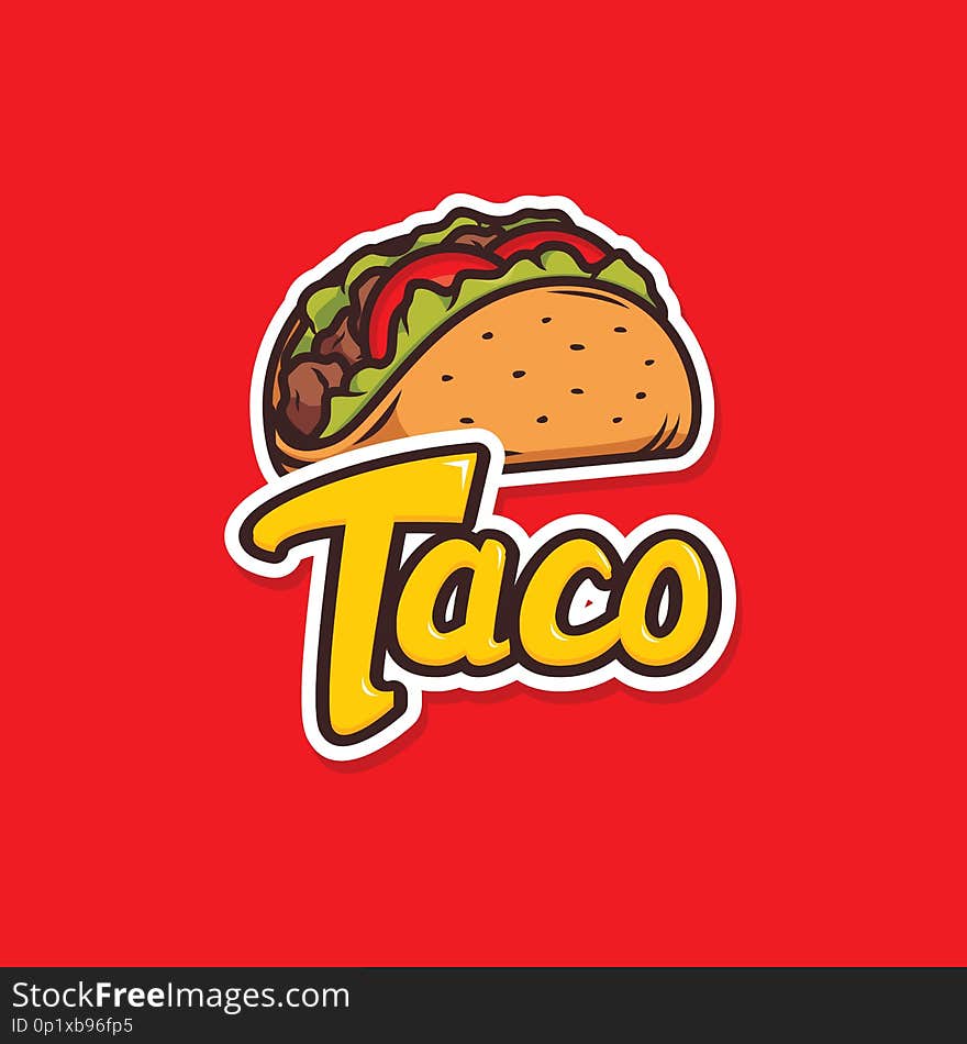 Taco logo template with taco cartoon illustration vector. Available in EPS format. Taco logo template with taco cartoon illustration vector. Available in EPS format