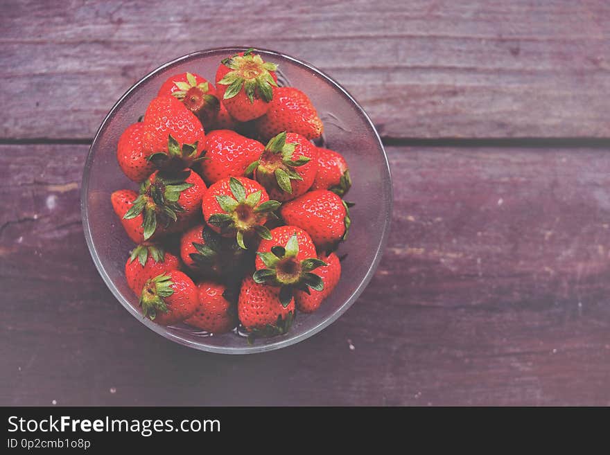 Strawberry on table.