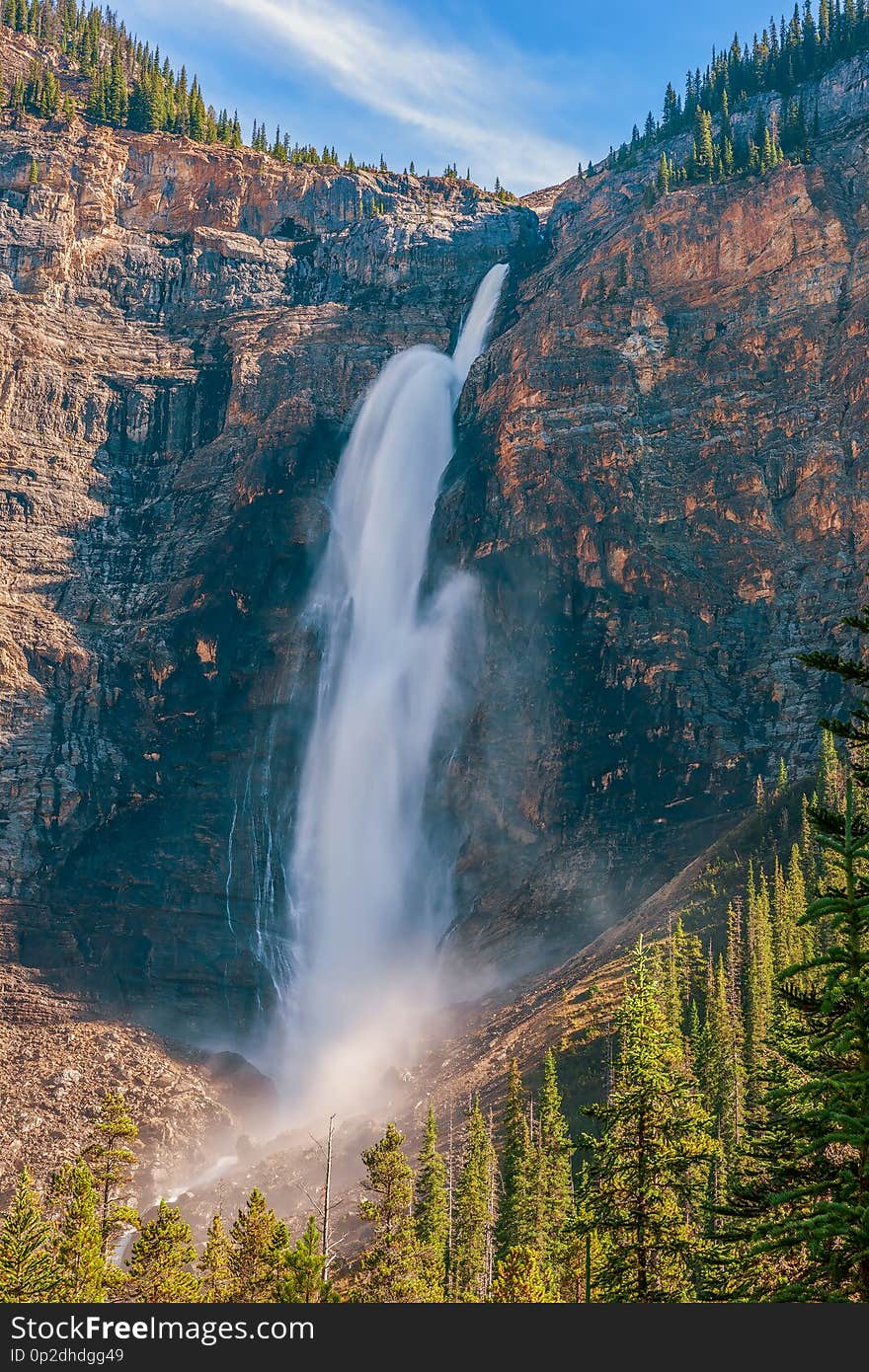 Takakkaw Falls in Yoho National Park is the 2nd tallest waterfall in Canada. British Columbia. Canada. Takakkaw Falls in Yoho National Park is the 2nd tallest waterfall in Canada. British Columbia. Canada