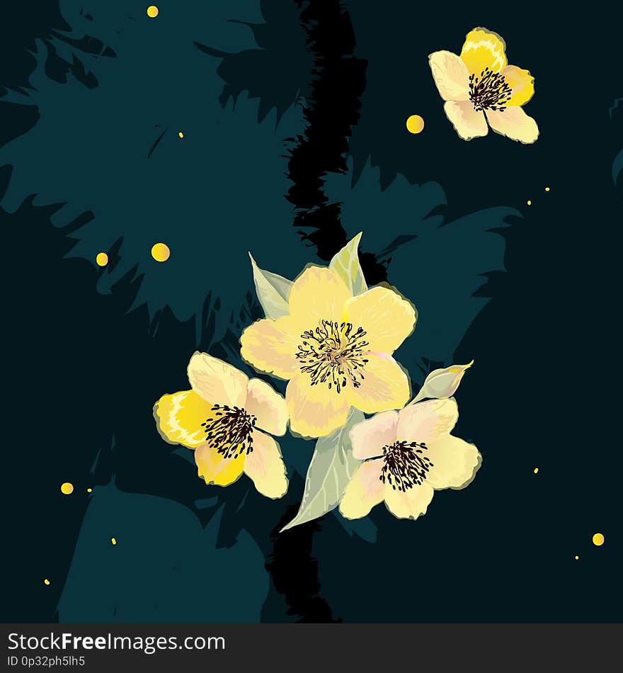 Yellow flowers on deep background