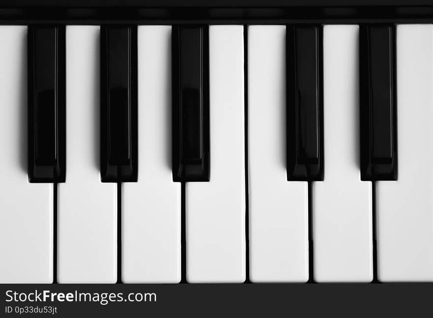 Piano keys black and white image. vintage style background