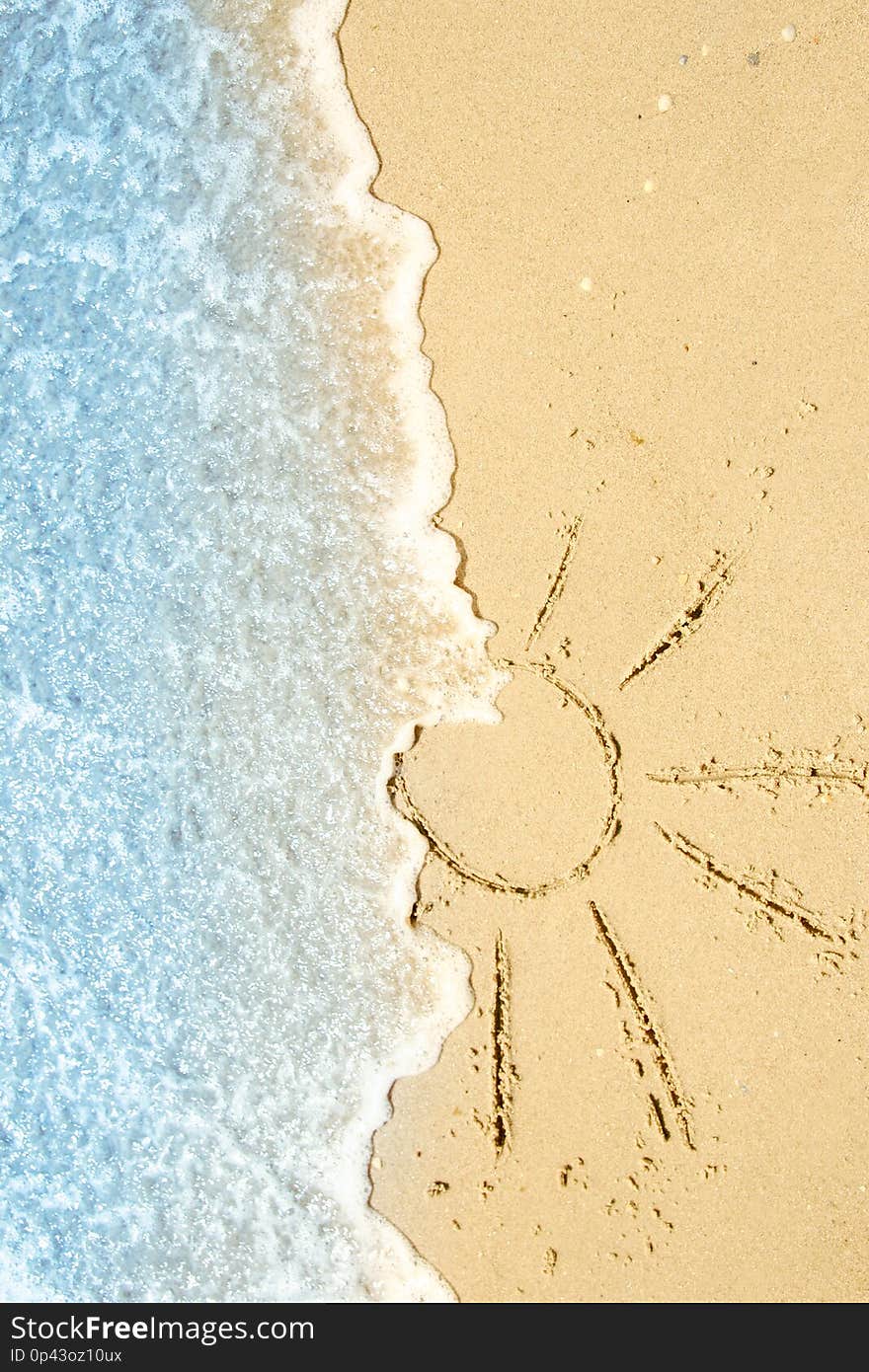 Beautiful Drawings Inscription On The Sand Of The Sea In The Summer On The Nature