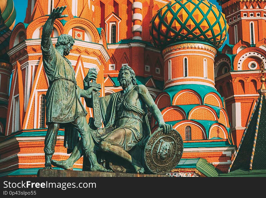 Monument to Minin and Pozharsky in Red Square in Moscow, Russia.