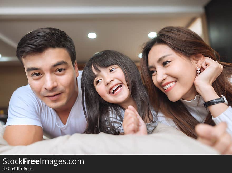 Portrait Happy Asian Family at home