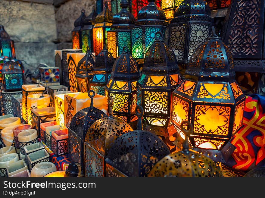 lighting with colors on muslim style's lantern shining