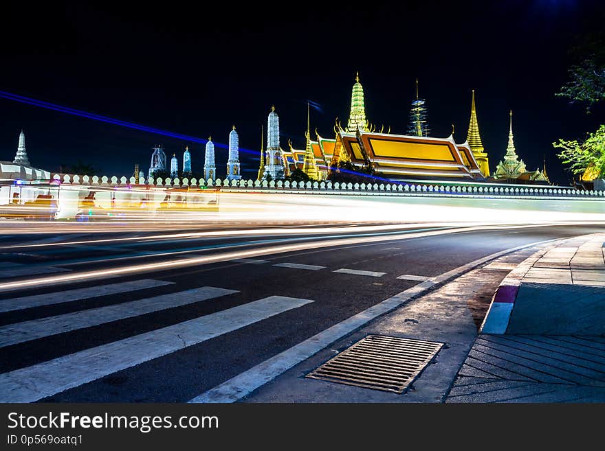 WAT PHRA SI RATTANA SATSADARAM. OR WAT PHRA KAEW temple of Emerald Buddha in Bangkok, The best of tourism in Thailand. at night.