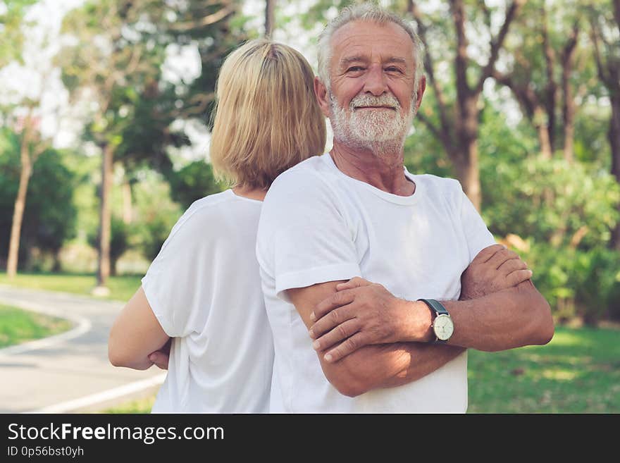 Happy senior couple enjoy activity in the park after retirement. Happy senior couple enjoy activity in the park after retirement