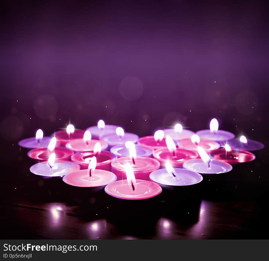 Background With Heart Of Candles