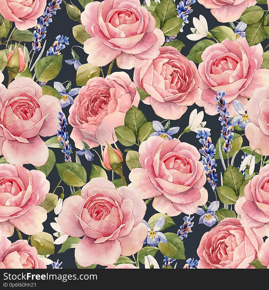 Beautiful seamless pattern with hand drawn watercolor roses. Beautiful seamless pattern with hand drawn watercolor roses