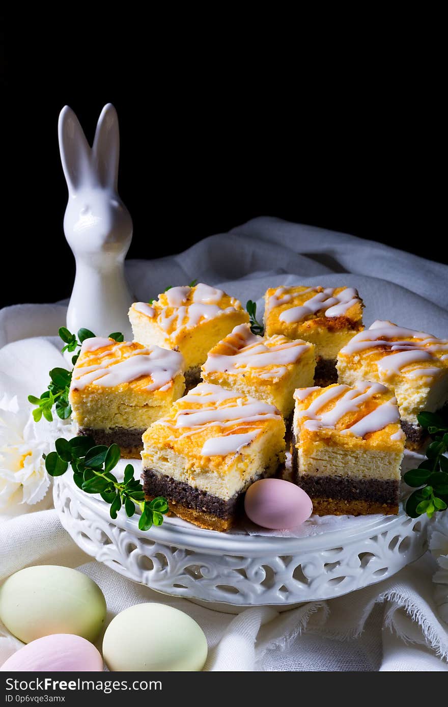 Delicious easter poppy seed cake with white glaze