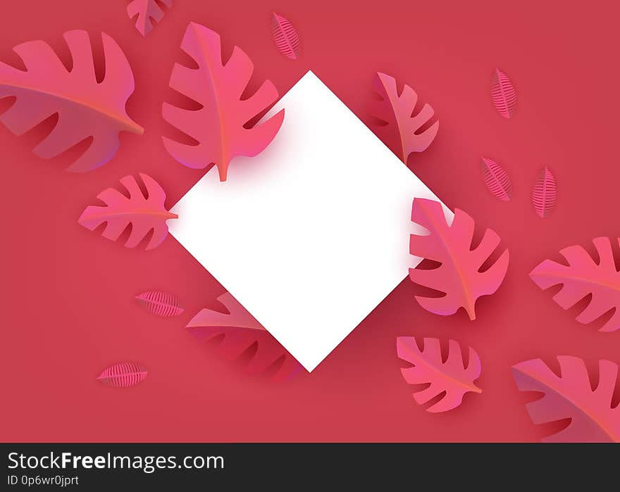 Vector coral red leaves with rhombus frame background. Floral element for summer, spring floral design. Hand drawn plants for decoration illustration. Vector coral red leaves with rhombus frame background. Floral element for summer, spring floral design. Hand drawn plants for decoration illustration.