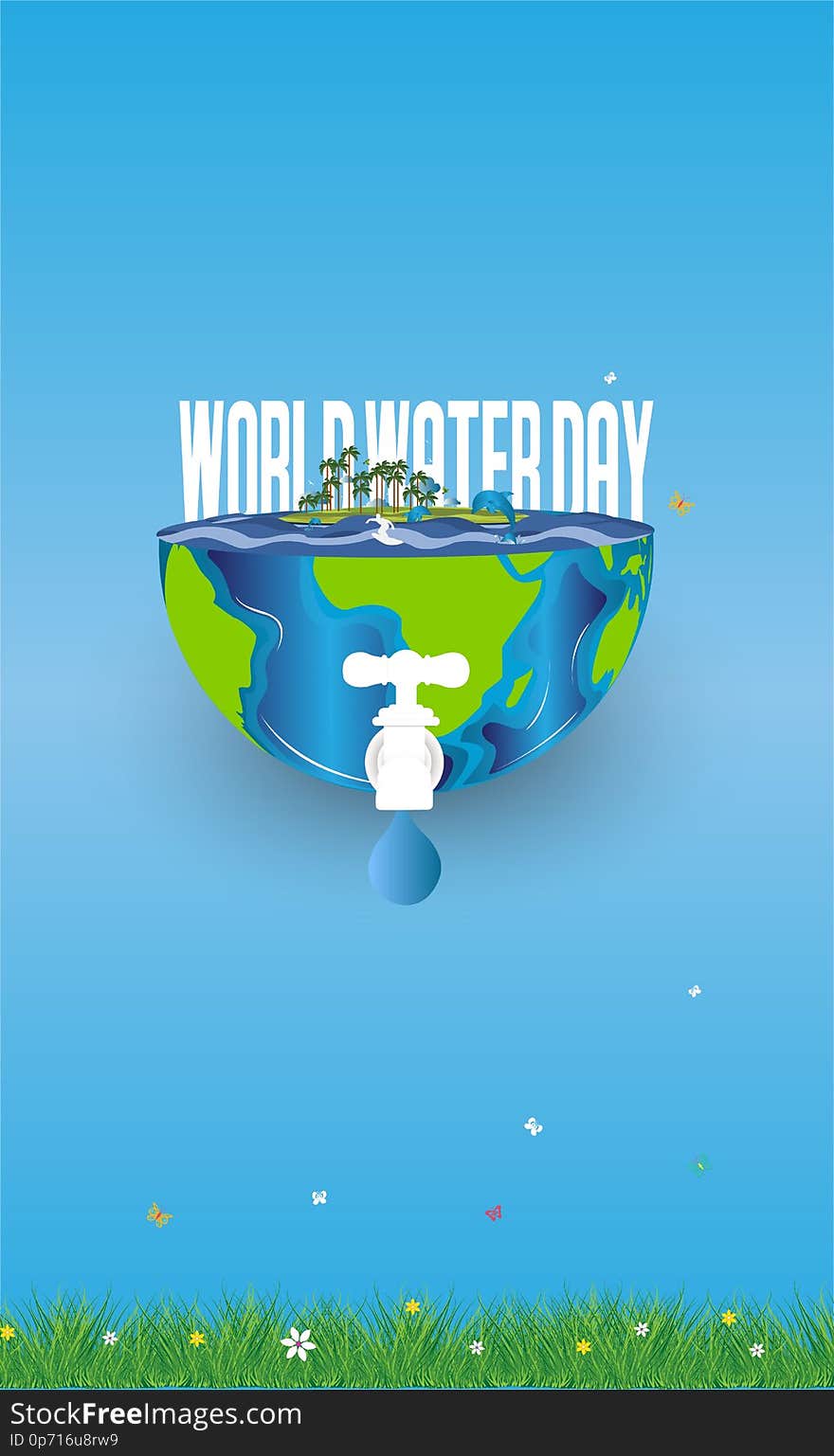 World Water Day Poster Or Banner Background. - Vector