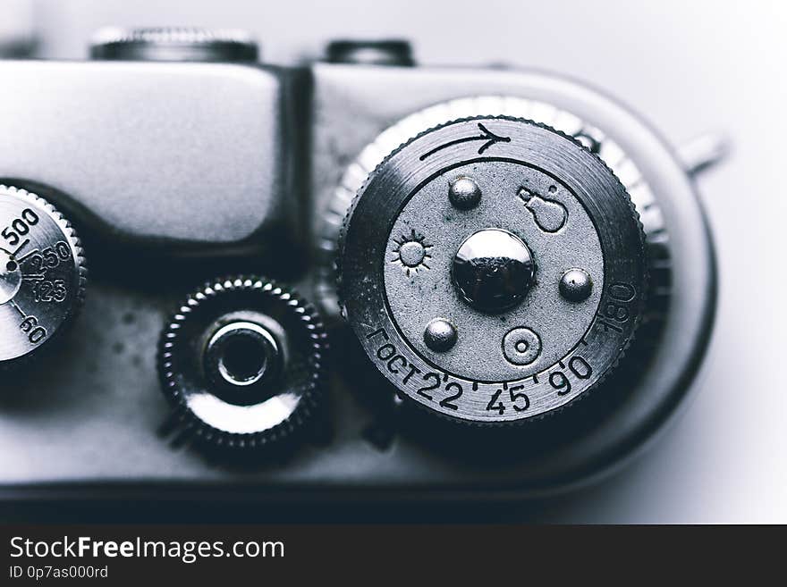 Close up vintage film camera details