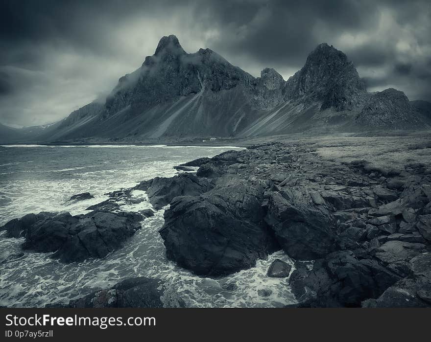 Famous Eystrahorn mountain on the south coast of Iceland