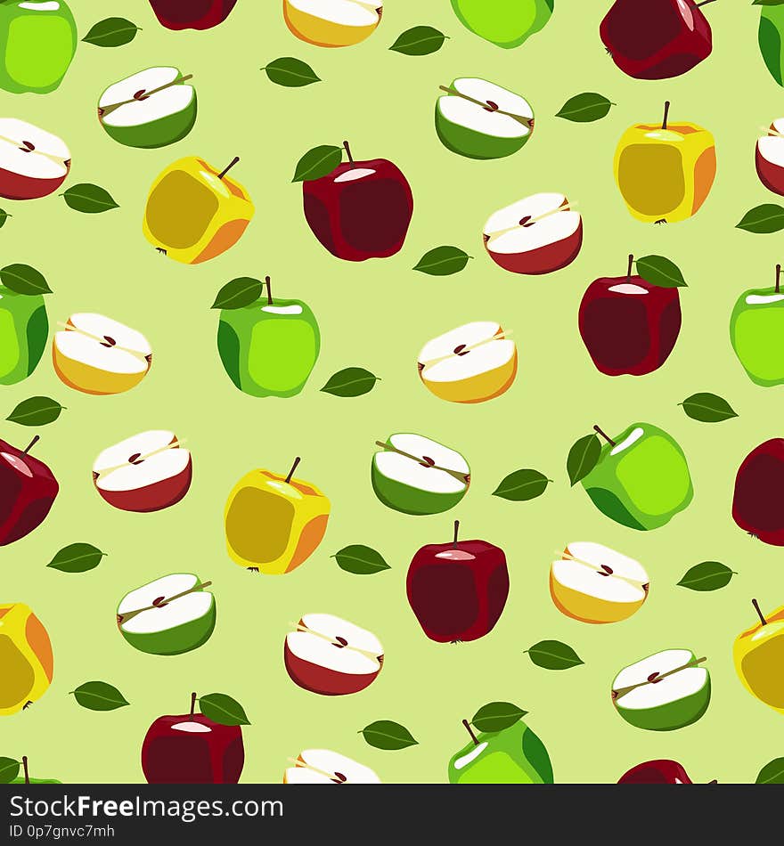 Seamless bright patterns with stylized colorful apple fruits. Endless texture for your design, announcements, greeting cards, posters, advertisement, textil design. Seamless bright patterns with stylized colorful apple fruits. Endless texture for your design, announcements, greeting cards, posters, advertisement, textil design.